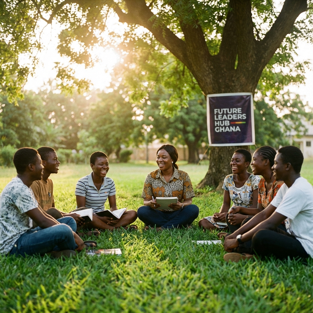 Outdoor mentorship session with students in Ghana