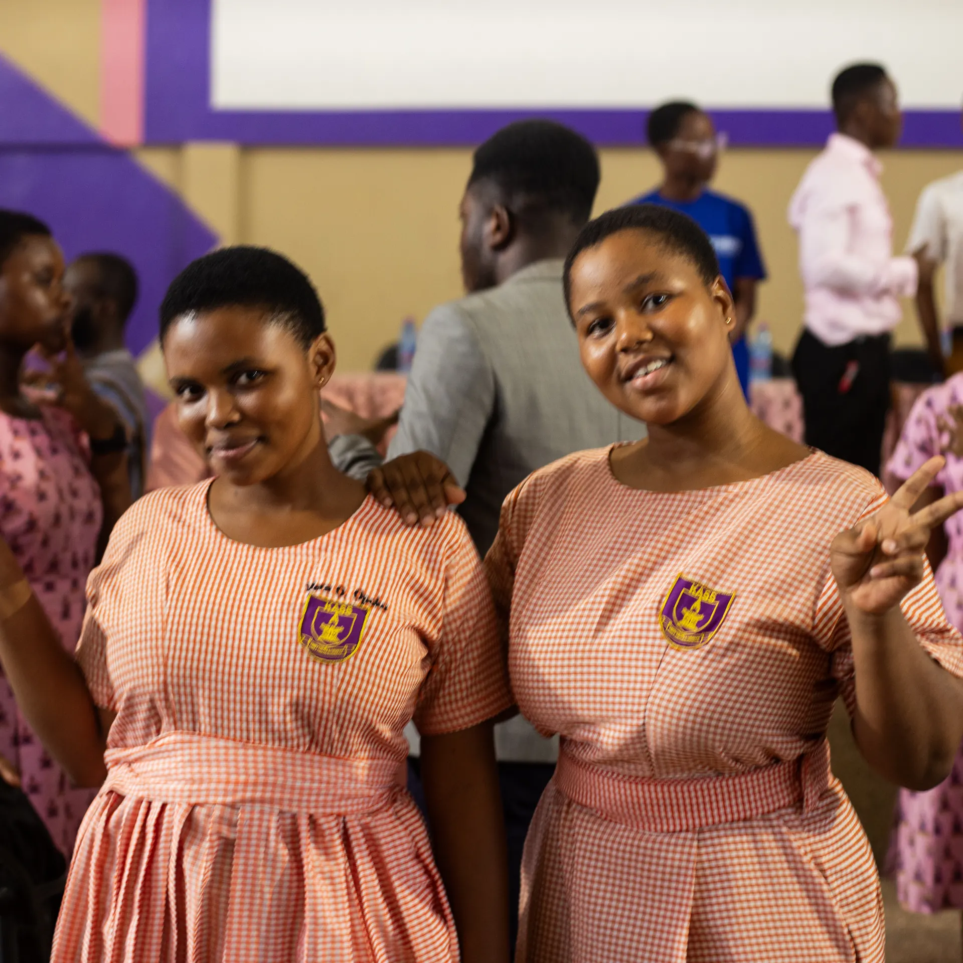 Students taking part in a school outreach gathering
