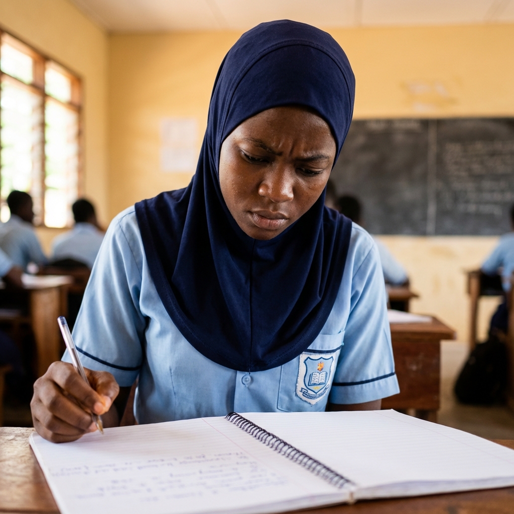 Student engaged in reflective writing and learning